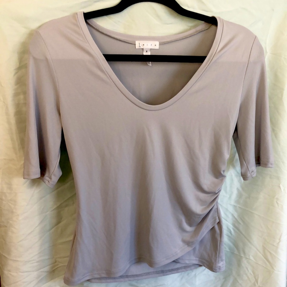 Pastel Lilac One Sided Hip Scrunch 1/3rd Sleeved Blouse